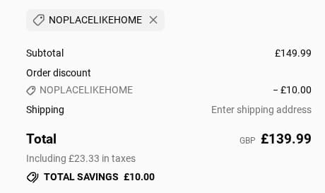 Screenshot of the Hollywood Mirrors discount code working
