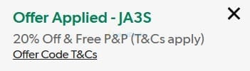 Screenshot of the Grattan discount code working