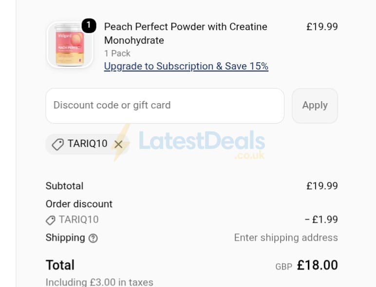 Screenshot of the Wellgard discount code working