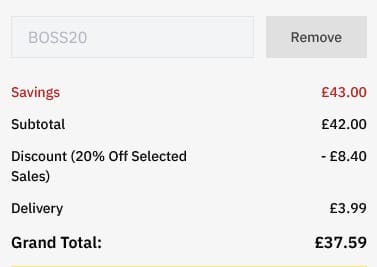 Screenshot of the BrandAlley discount code working