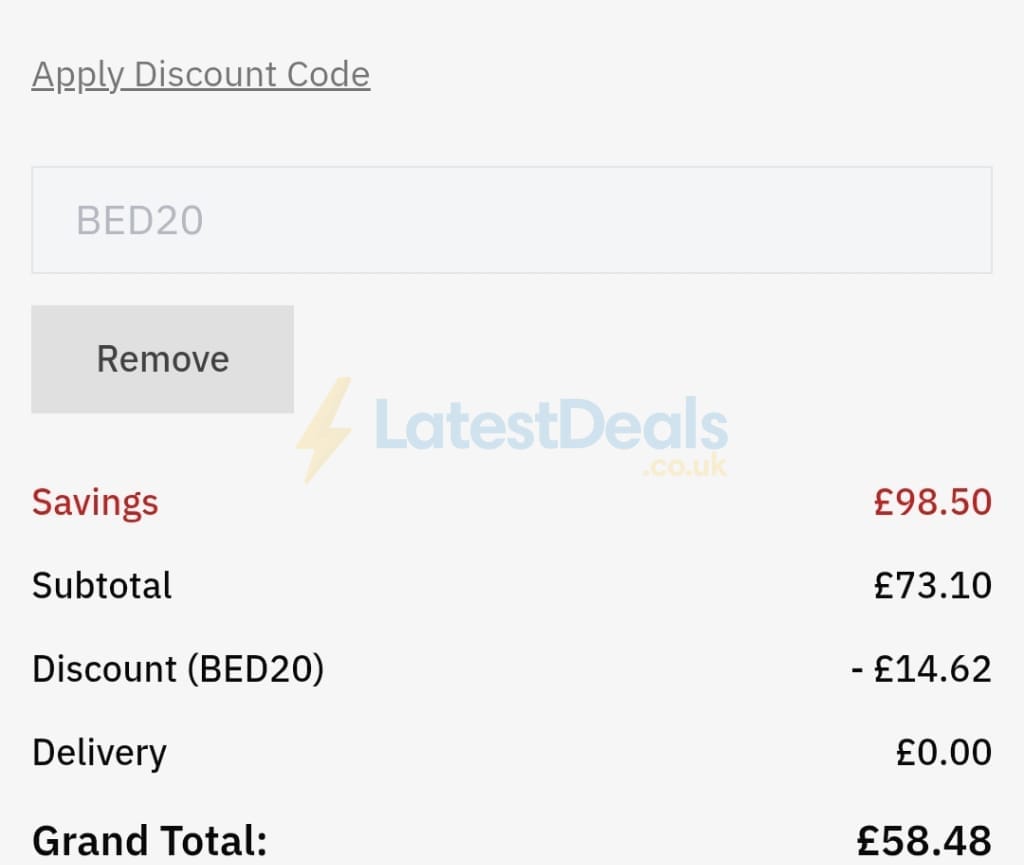 Screenshot of the BrandAlley discount code working