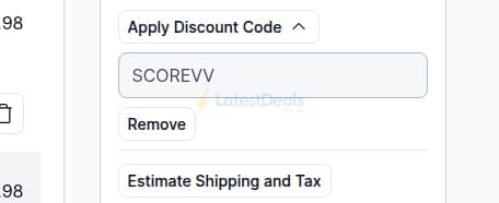 Screenshot of the Vampire Vape discount code working