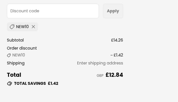 Screenshot of the Sock Snob discount code working