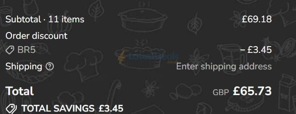 Screenshot of the Baked to Taste discount code working