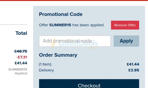 Screenshot of the Weird Fish discount code working