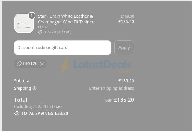 Screenshot of the Calla Shoes discount code working