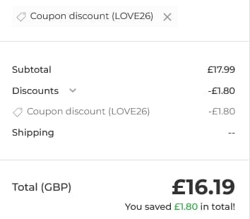 Screenshot of the Parrot Essentials discount code working