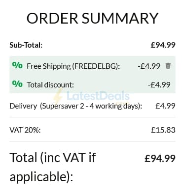 Screenshot of the Advanced MP3 Players discount code working