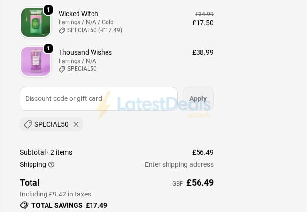 Screenshot of the Imperial Candles discount code working
