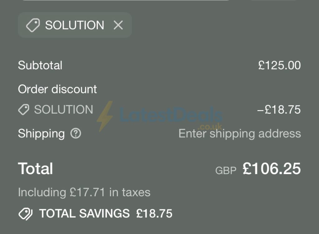 Screenshot of the KOVERED discount code working