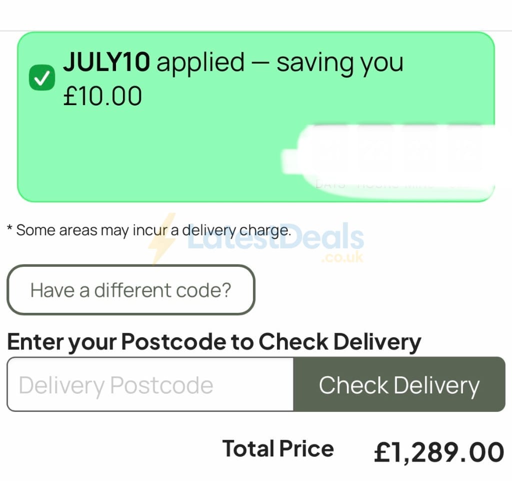 Screenshot of the Greenhouse Stores discount code working