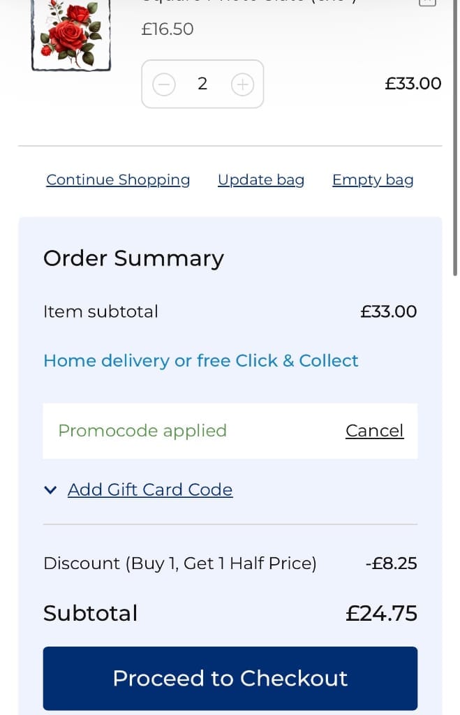 Screenshot of the Max Spielmann discount code working