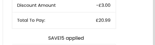 Screenshot of the Klass discount code working
