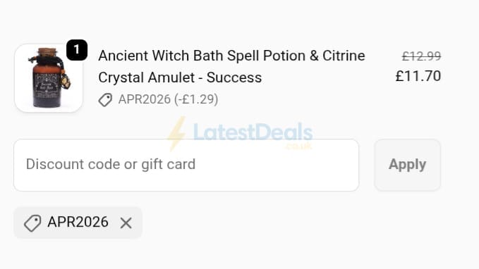 Screenshot of the The Psychic Tree discount code working