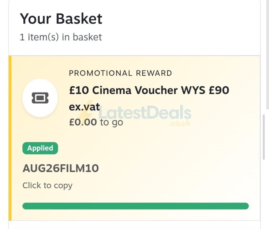Screenshot of the Staples discount code working