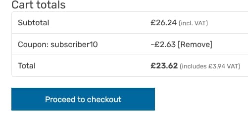 Screenshot of the GRAF UK discount code working