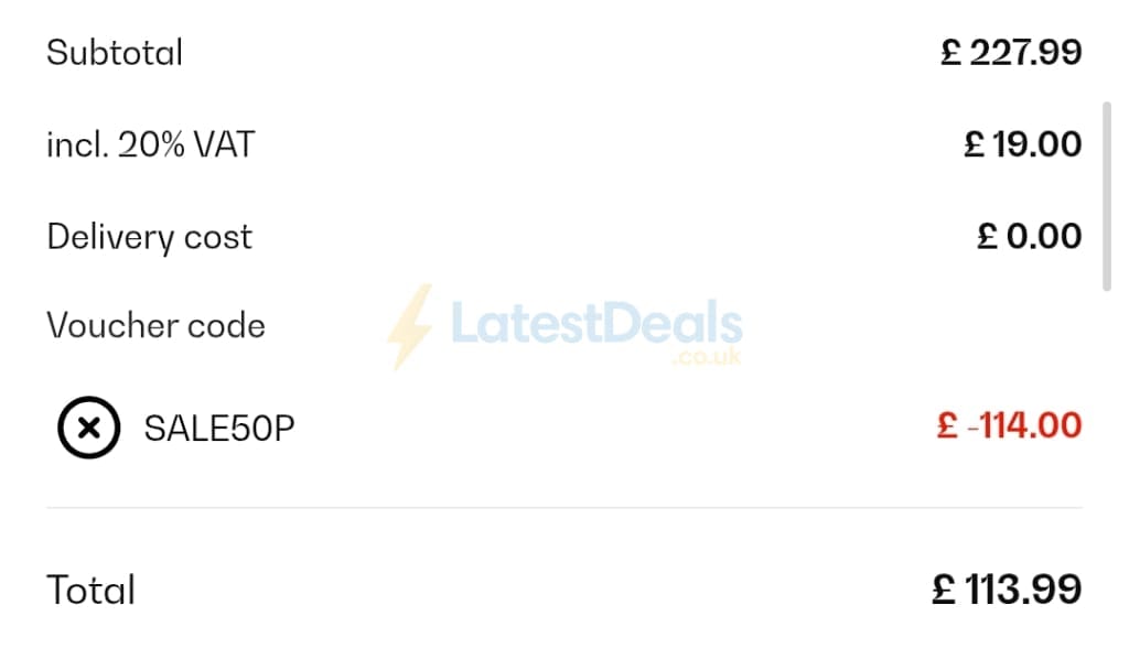 Screenshot of the Klarstein discount code working