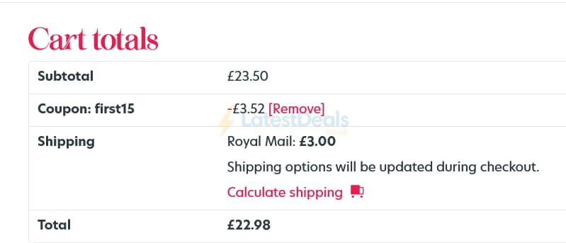 Screenshot of the whitworths discount code working