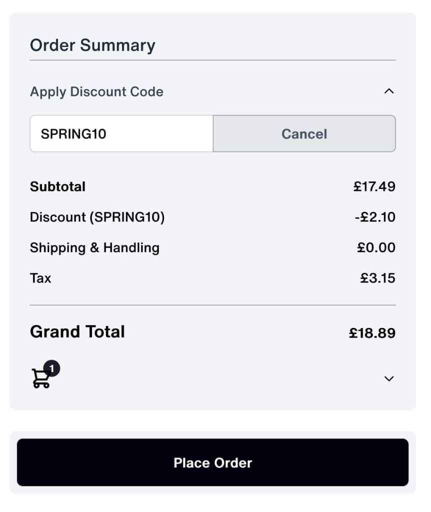 Screenshot of the Geezers Boxing discount code working