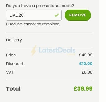 Screenshot of the Hooray Heroes discount code working