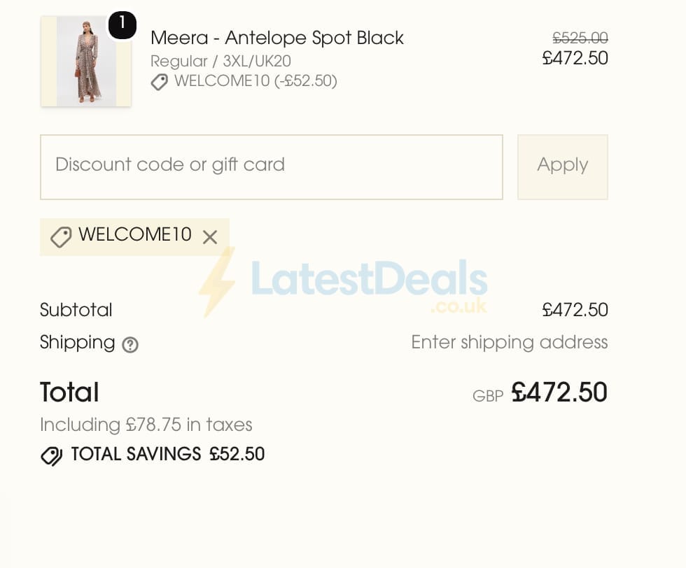 Screenshot of the Rixo discount code working