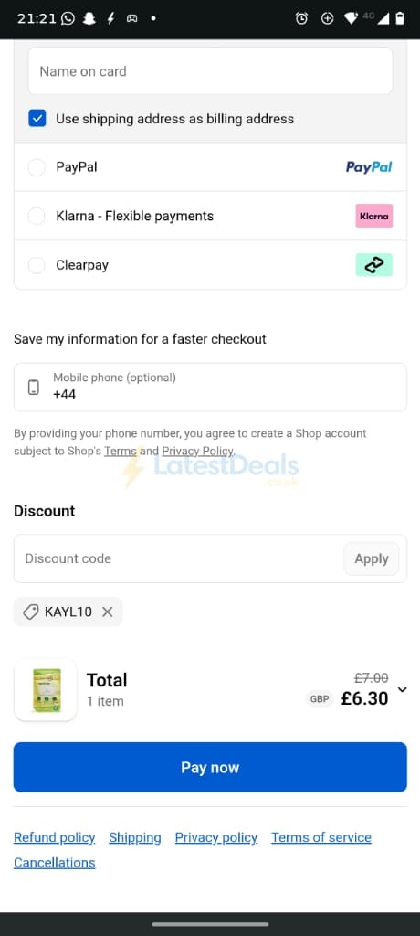 Screenshot of the SunVit-D3 discount code working