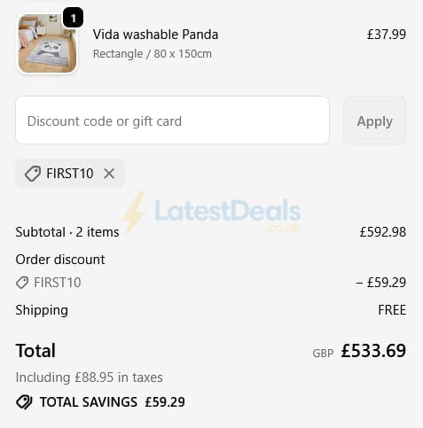 Screenshot of the Woven discount code working