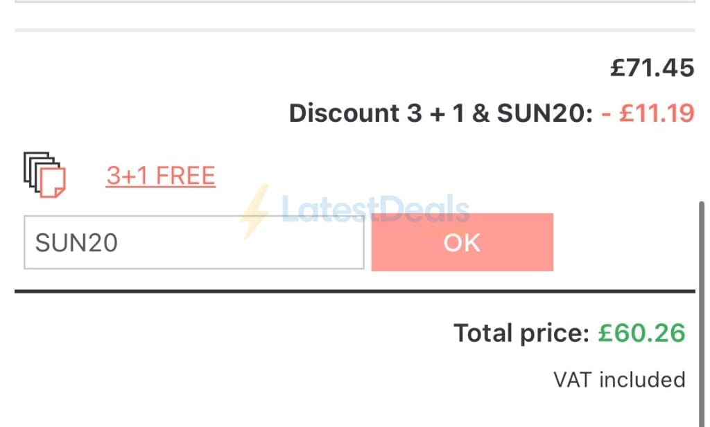 Screenshot of the UKposters discount code working