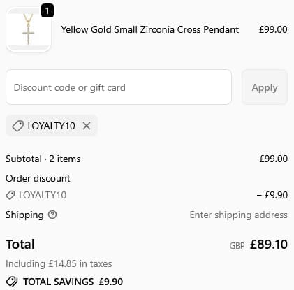 Screenshot of the Jools by Jenny Brown discount code working