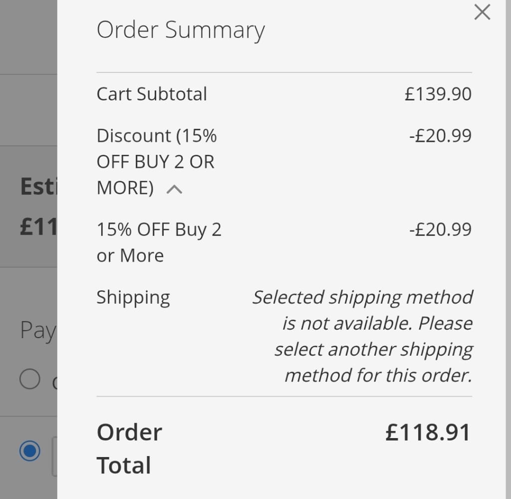 Screenshot of the Perfume Price discount code working