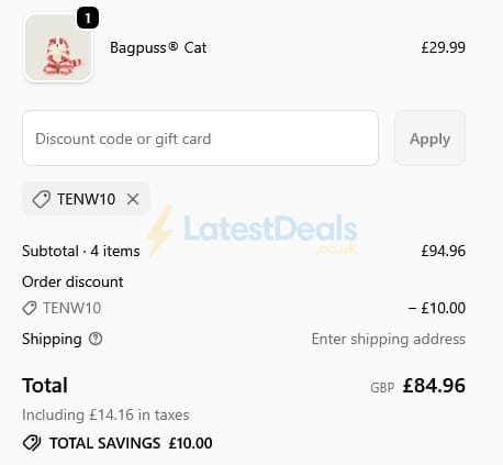 Screenshot of the Warmies discount code working
