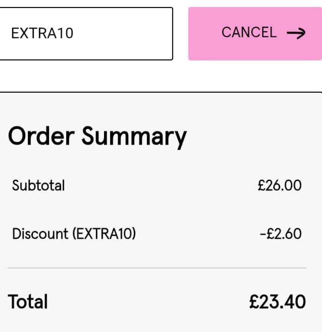 Screenshot of the Tyrrell Katz discount code working