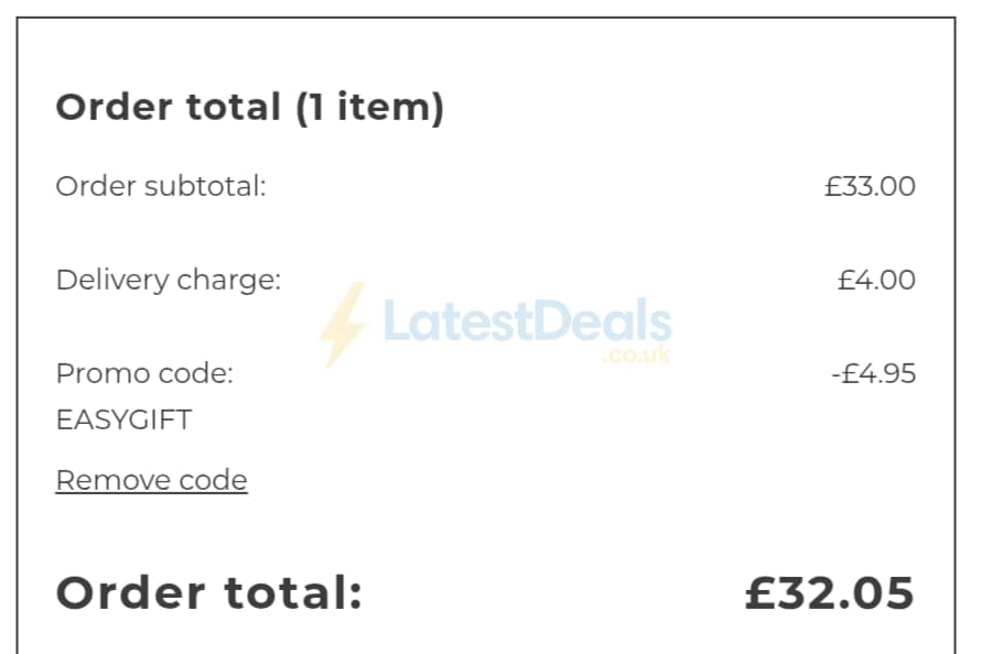 Screenshot of the Flying Flowers discount code working