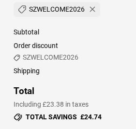 Screenshot of the Sizzix discount code working