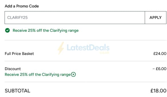 Screenshot of the Ameliorate discount code working
