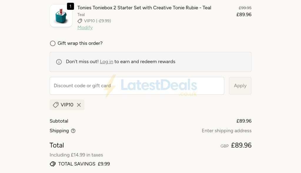 Screenshot of the Natural Baby Shower discount code working