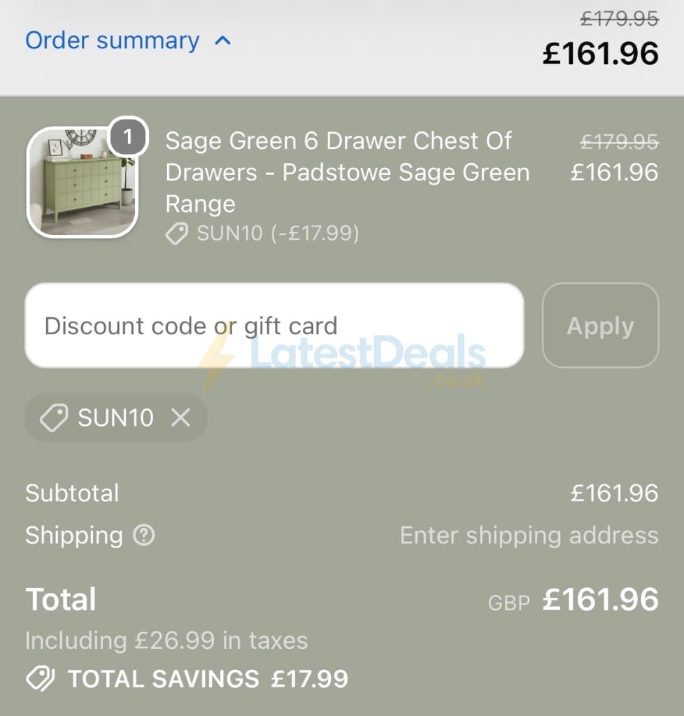 Screenshot of the Melody Maison discount code working