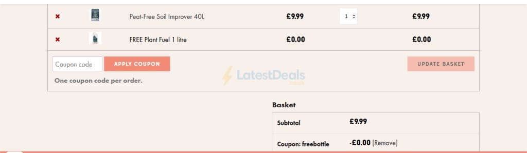 Screenshot of the Rocketgro discount code working