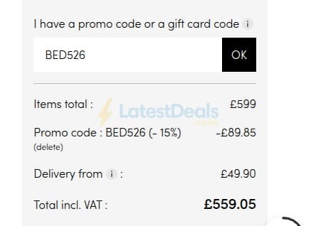 Screenshot of the Tikamoon discount code working