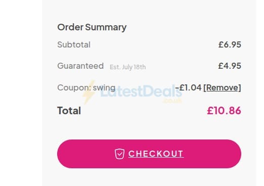 Screenshot of the Pulse & Cocktails discount code working