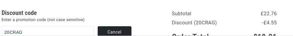 Screenshot of the Outdoor Look discount code working