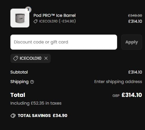 Screenshot of the Lumi Therapy discount code working