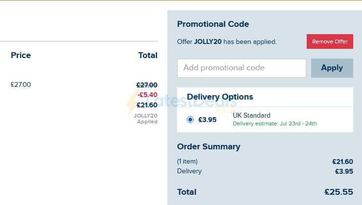 Screenshot of the Weird Fish discount code working