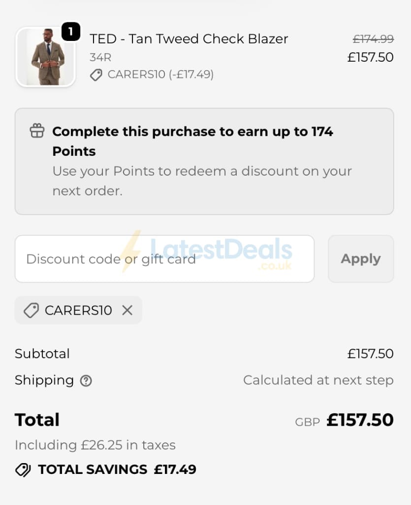 Screenshot of the Marc Darcy discount code working