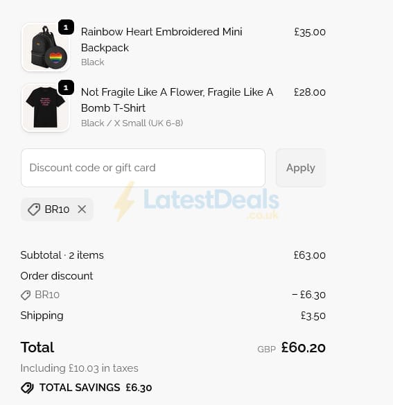 Screenshot of the The Spark Company discount code working