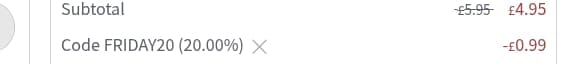 Screenshot of the Stikets discount code working