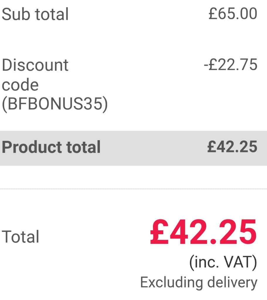 Screenshot of the Shutter Store UK discount code working