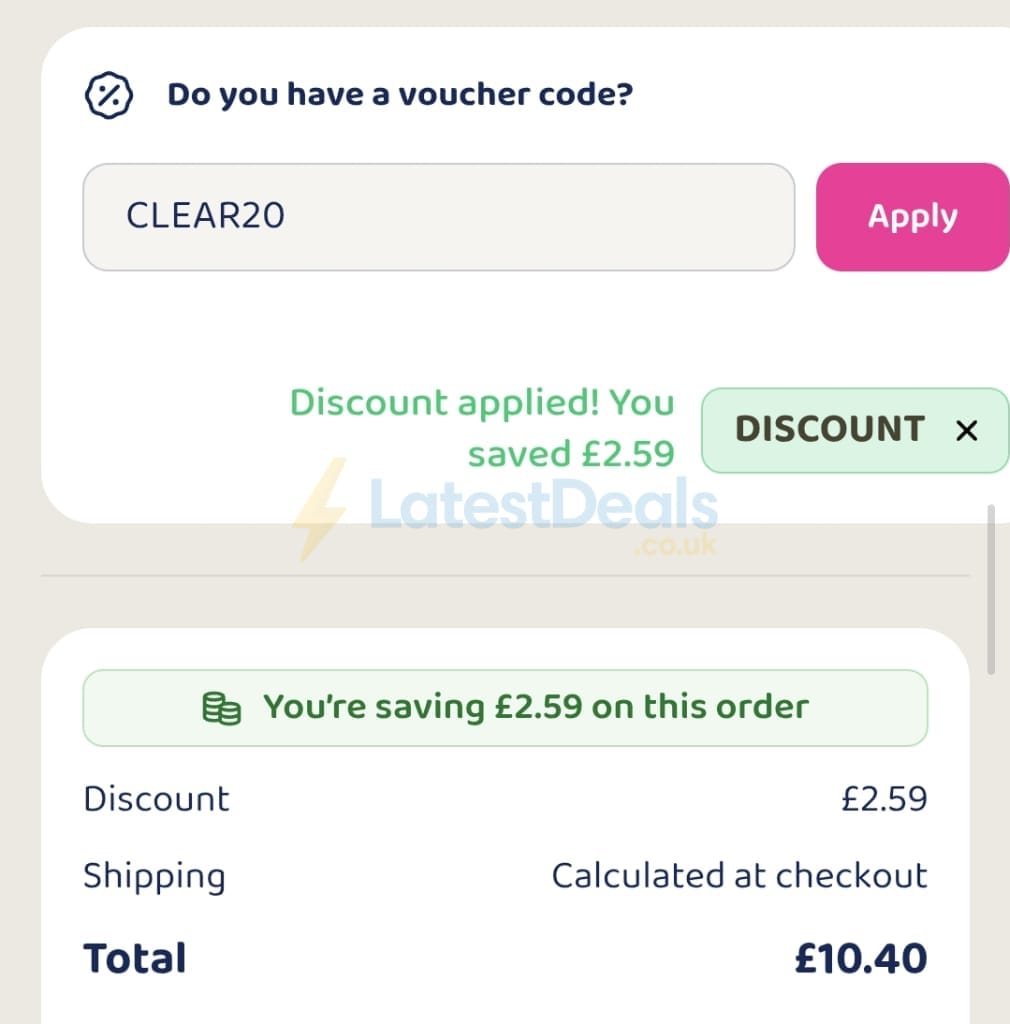 Screenshot of the BargainMax discount code working