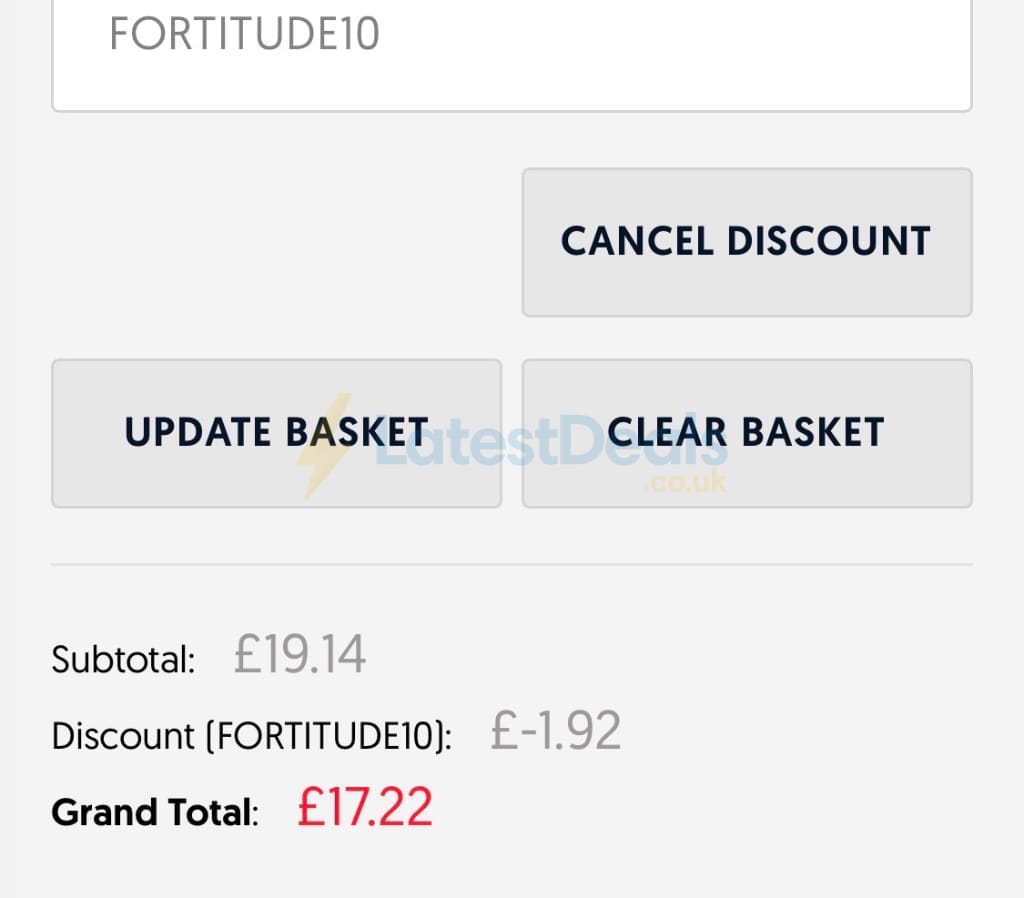 Screenshot of the Power Body discount code working