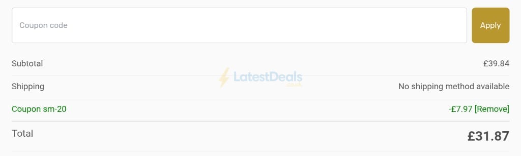 Screenshot of the Gold Standard Nutrition discount code working